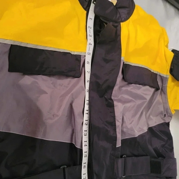 Tourmaster Motorcycle Rain Jacket Mens Yellow Black Lined Vented Sz XL 4 Pockets - Picture 9 of 13